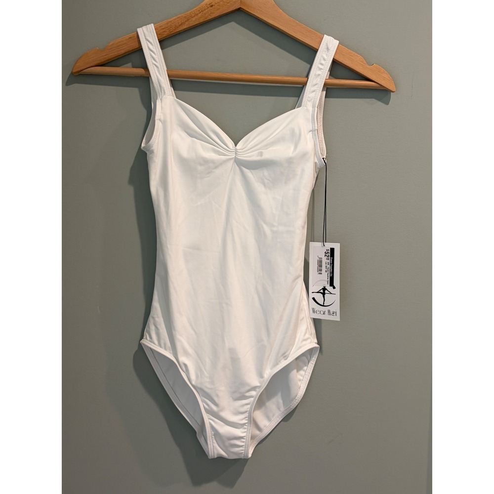 Wear Moi Faustine Camisole Leotard White Pinch Front Back XS Ballet Dance